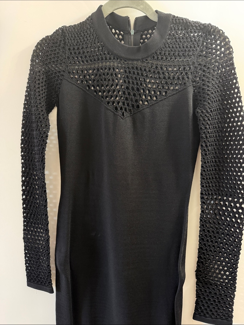 Bailey 44 Black Crochet-Sleeve Midi Dress